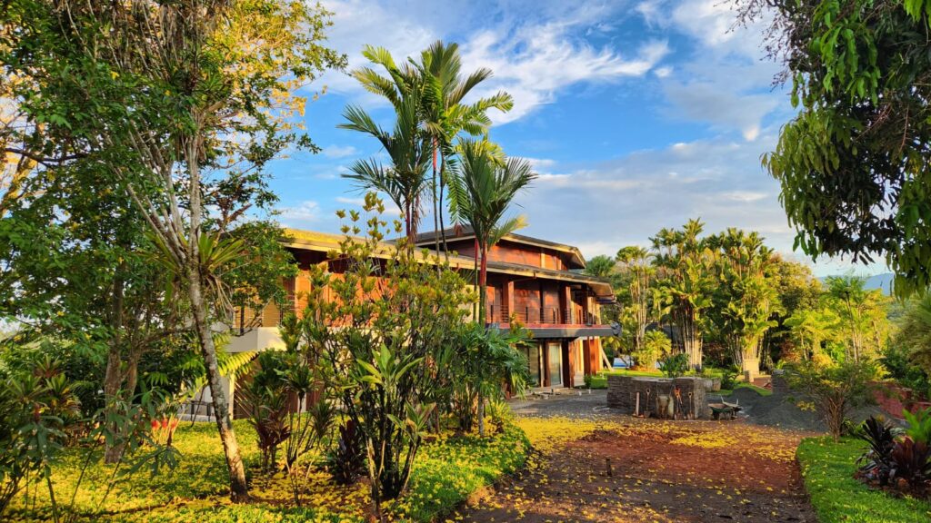 A house with a lush garden