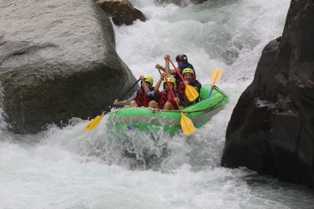 Extreme whitewater rafting through rapids on Costa Rica's Pacuare River