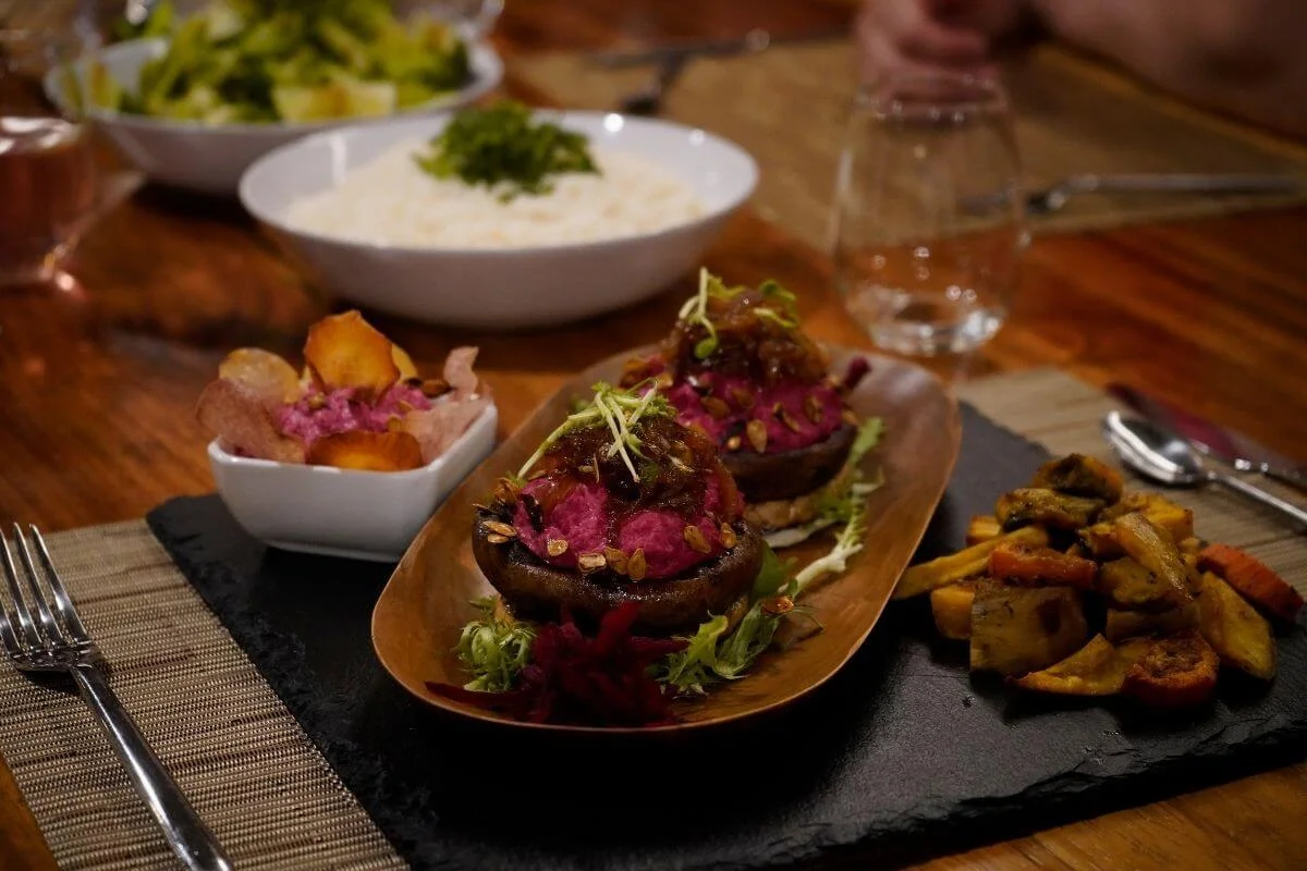 Plated gourmet dinner dish served at Lamangata Resort